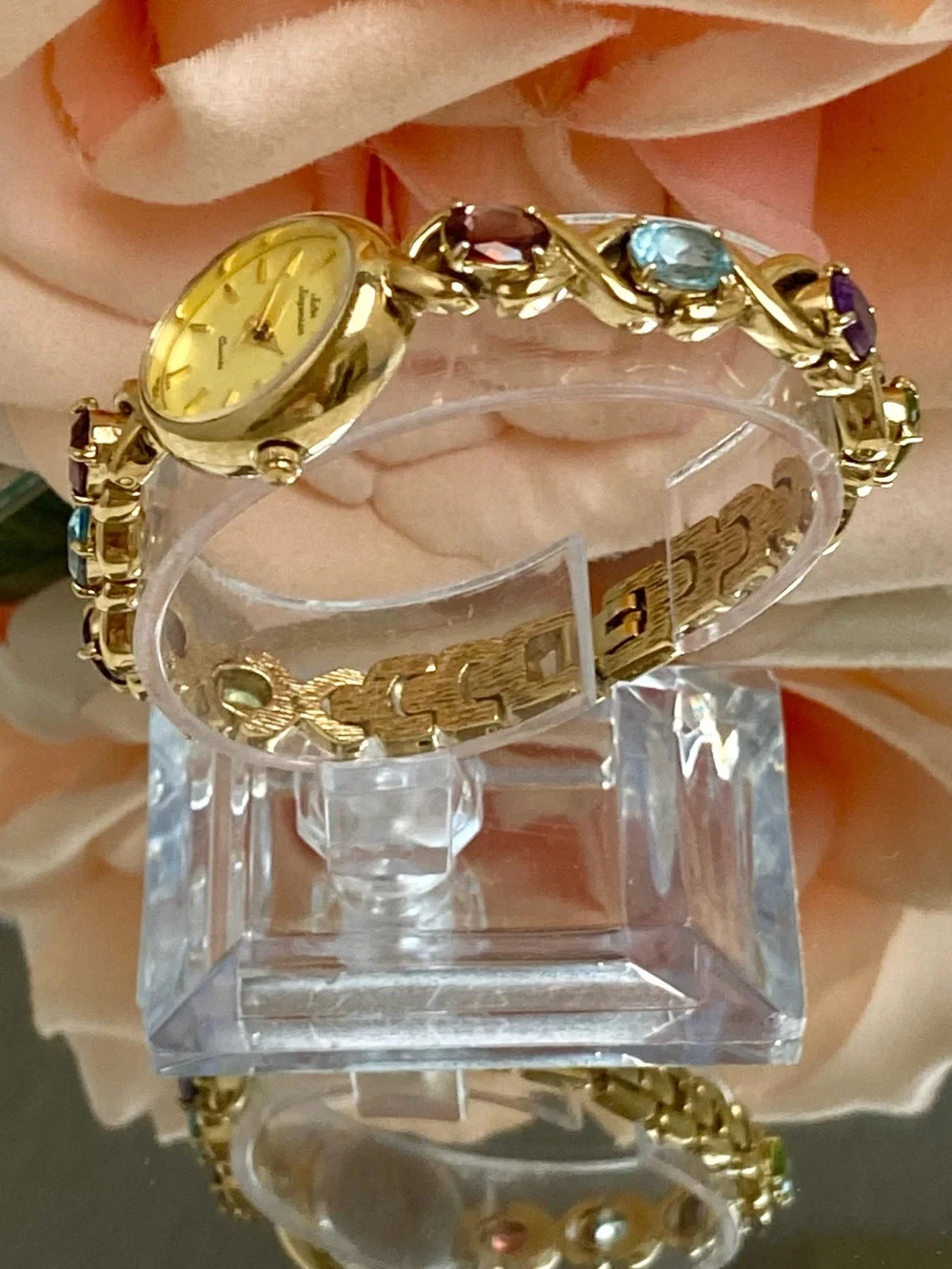Vintage Jules Jurgensen Gemstone Accented Band Dainty Ladies Cocktail Watch